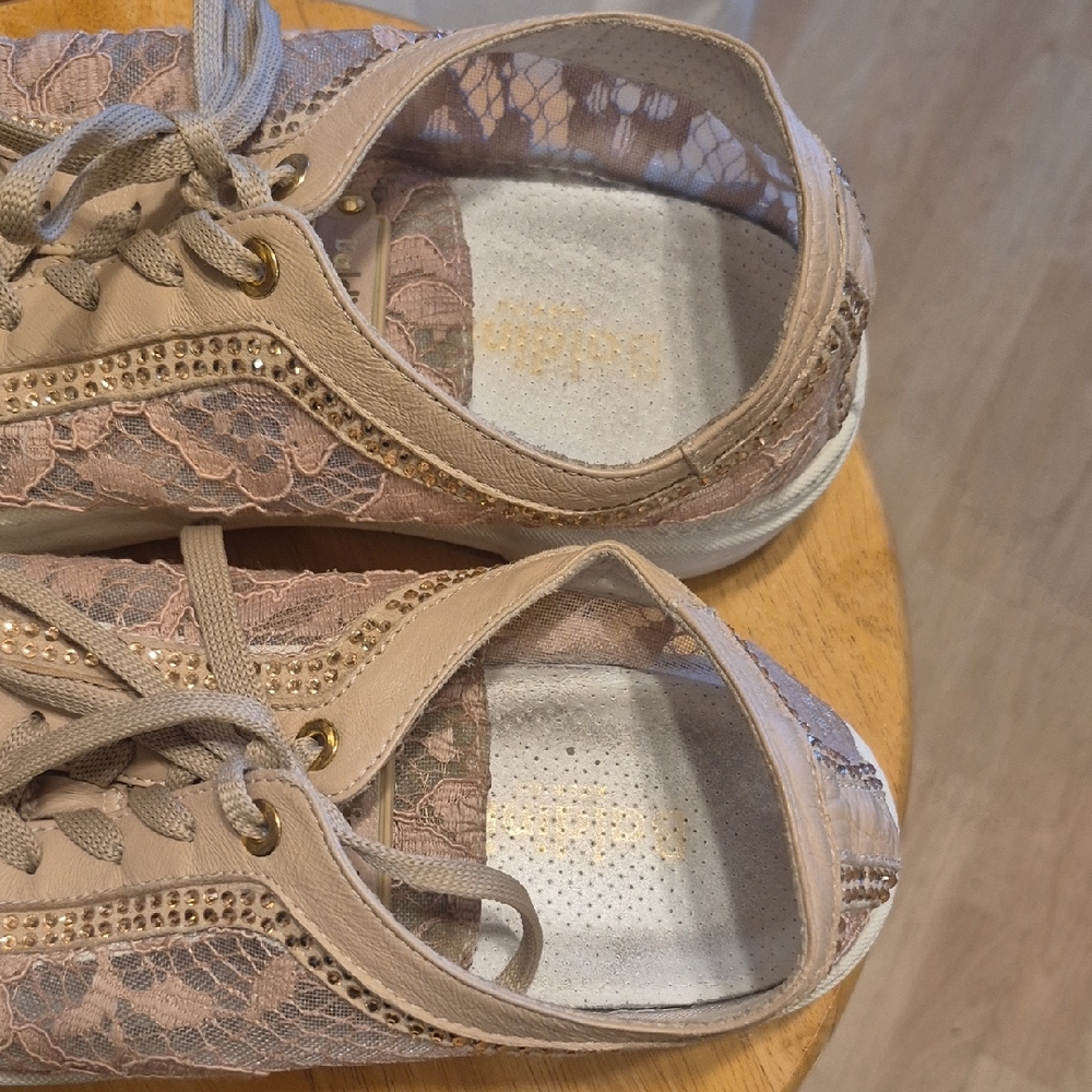 Baldinini Blush Pink Lace Platform Sneakers - Picture 6 of 11